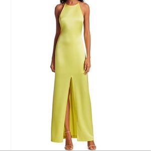 Alice and Olivia Ettley Satin Halter Maxi Dress
